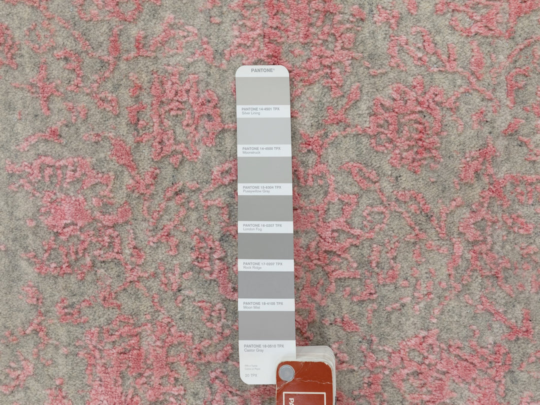 2'6" x 11'10" New Hand Loomed Pink Wool & Art Silk Runner Oriental Rug - MOA10258583