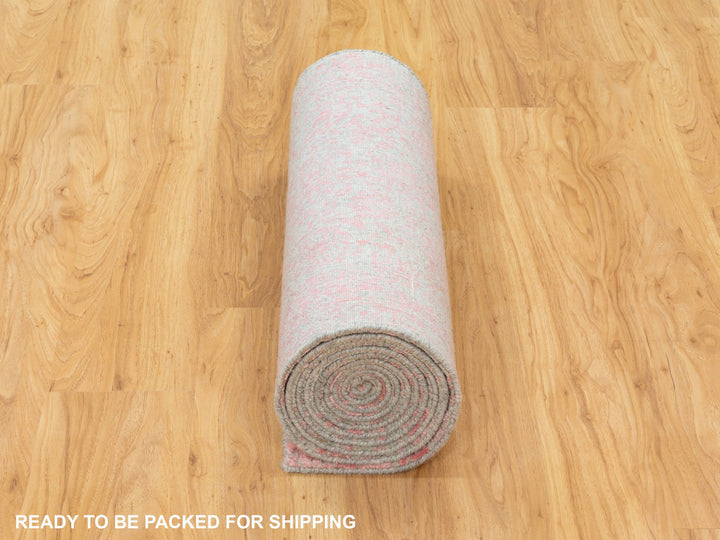 2'6" x 11'10" New Hand Loomed Pink Wool & Art Silk Runner Oriental Rug - MOA10258583