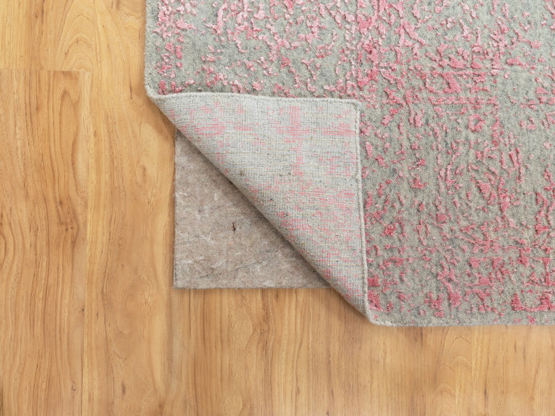 9'0" x 12'0" New Hand Loomed Pink Wool & Art Silk Rectangle Oriental Rug - MOA10258589