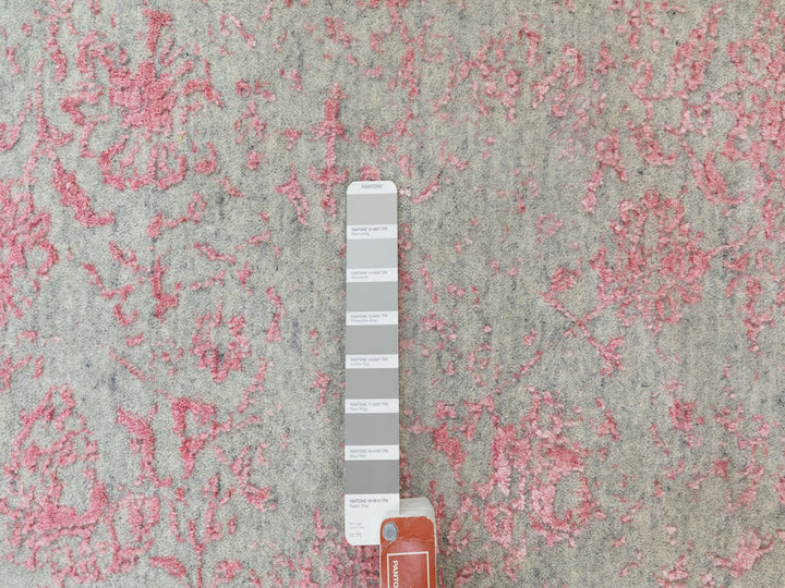 9'0" x 12'0" New Hand Loomed Pink Wool & Art Silk Rectangle Oriental Rug - MOA10258589