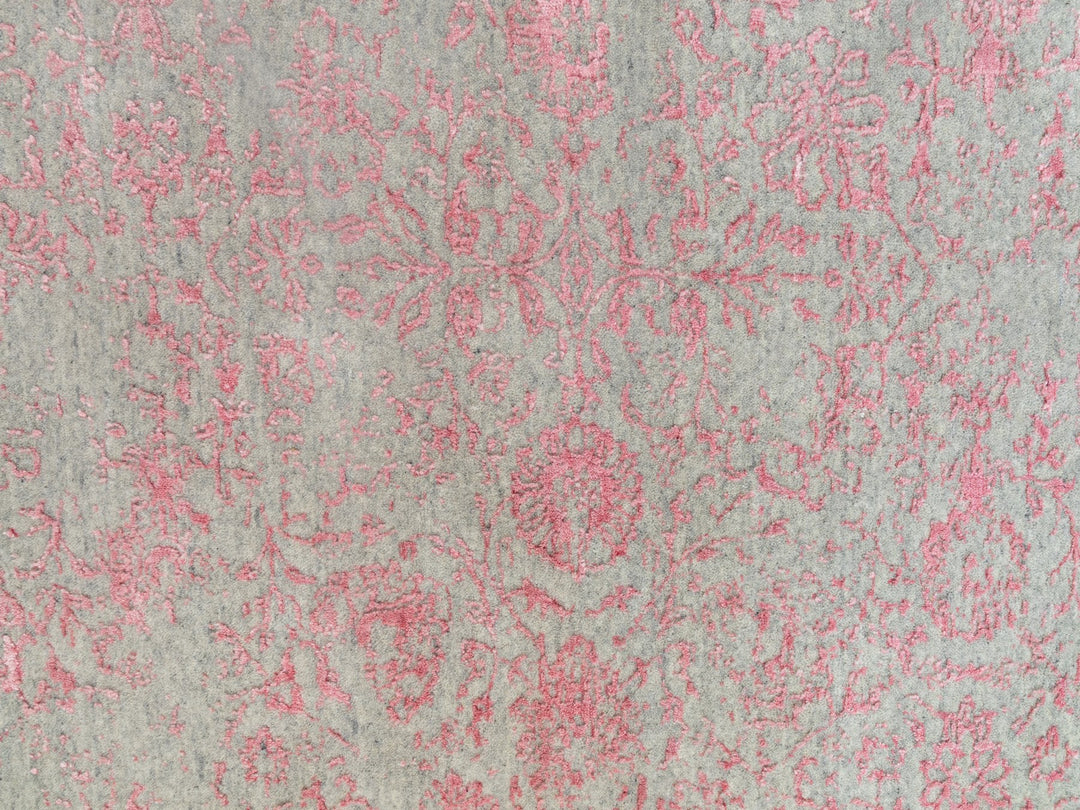 9'0" x 12'0" New Hand Loomed Pink Wool & Art Silk Rectangle Oriental Rug - MOA10258589