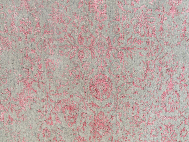 9'0" x 12'0" New Hand Loomed Pink Wool & Art Silk Rectangle Oriental Rug - MOA10258589