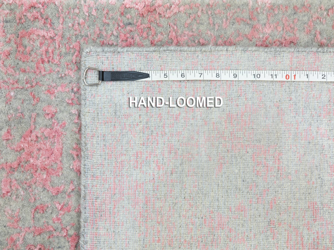 2'6" x 9'10" New Hand Loomed Pink Wool & Art Silk Runner Oriental Rug - MOA10258598