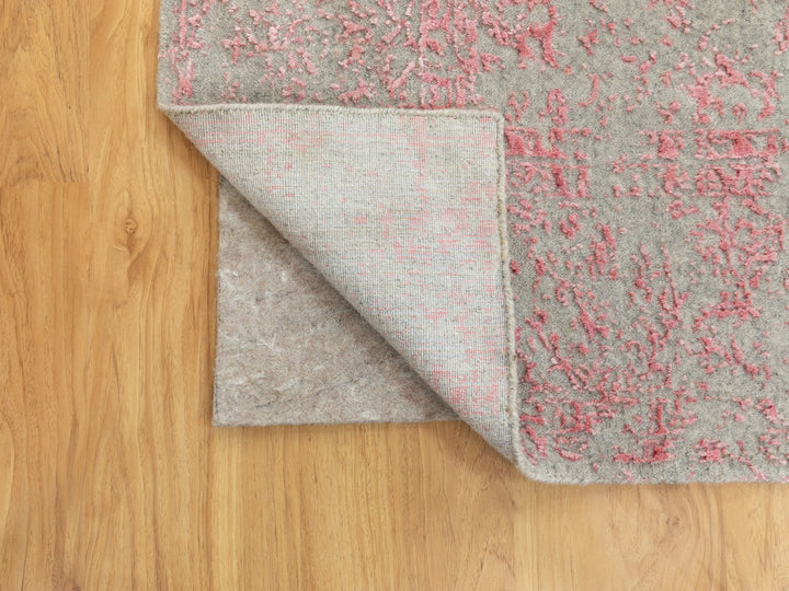 6'0" x 9'0" New Hand Loomed Pink Wool & Art Silk Rectangle Oriental Rug - MOA10258599