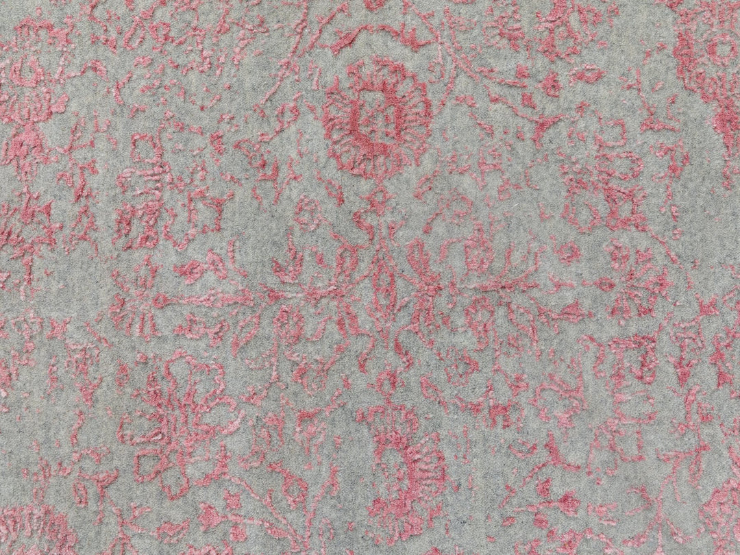 6'0" x 9'0" New Hand Loomed Pink Wool & Art Silk Rectangle Oriental Rug - MOA10258600