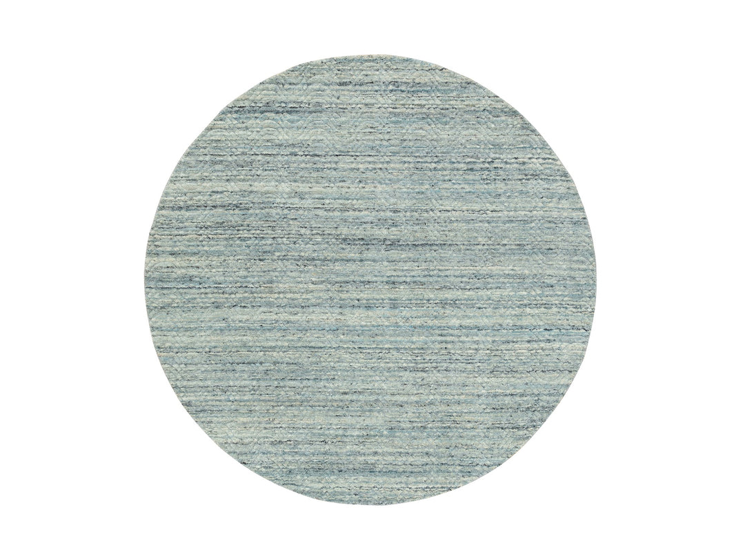 6'0" x 6'0" New Hand Loomed Green Wool Round Oriental Rug - MOA10258602