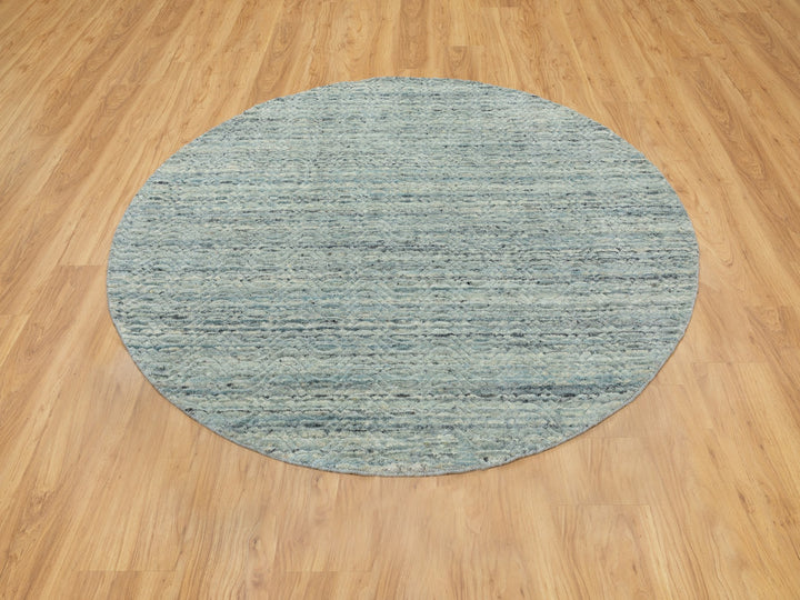 6'0" x 6'0" New Hand Loomed Green Wool Round Oriental Rug - MOA10258602