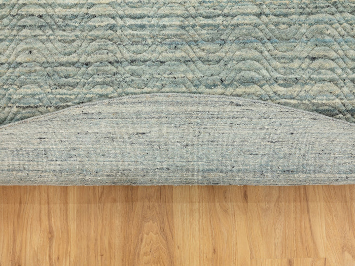 6'0" x 6'0" New Hand Loomed Green Wool Round Oriental Rug - MOA10258602