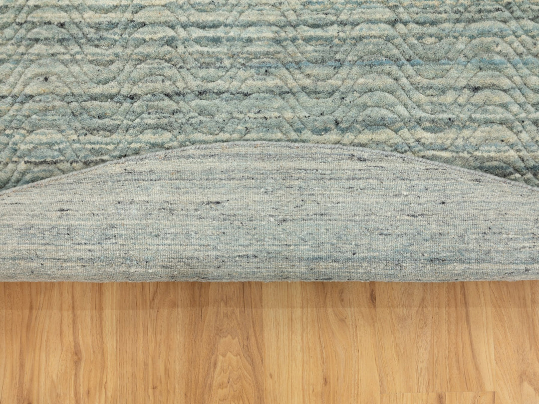 6'0" x 6'0" New Hand Loomed Green Wool Round Oriental Rug - MOA10258602