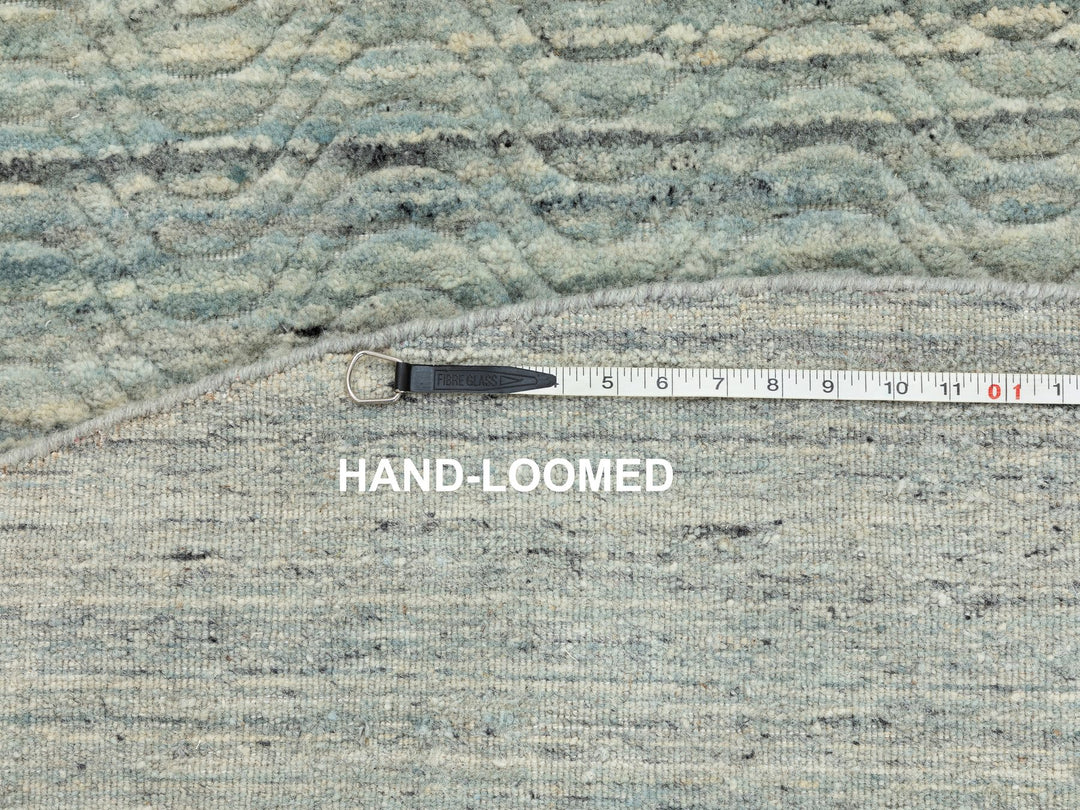 6'0" x 6'0" New Hand Loomed Green Wool Round Oriental Rug - MOA10258602