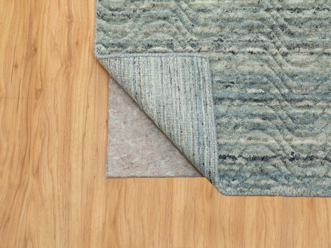 3'0" x 5'0" New Hand Loomed Green Wool Rectangle Oriental Rug - MOA10258618