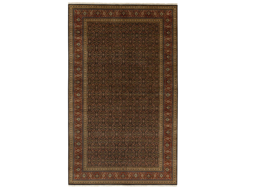 9'5" x 16'1" New Hand Knotted Black Wool Rectangle Oriental Rug - MOA10258648