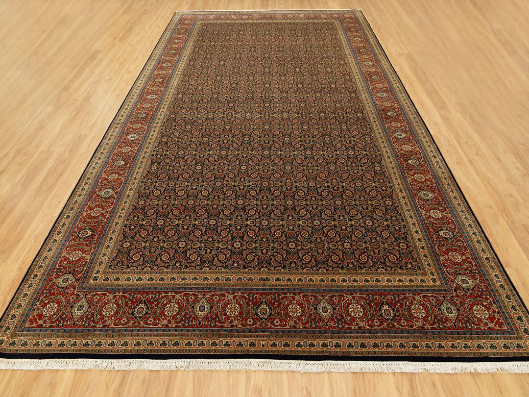 9'5" x 16'1" New Hand Knotted Black Wool Rectangle Oriental Rug - MOA10258648