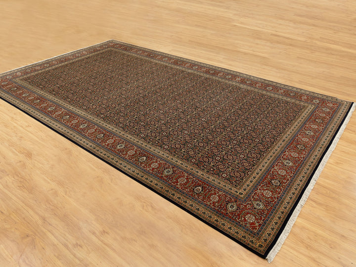 9'5" x 16'1" New Hand Knotted Black Wool Rectangle Oriental Rug - MOA10258648