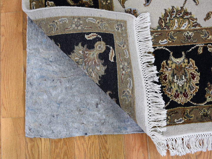 6'0" x 9'3" New Hand Knotted Ivory Wool & Silk Rectangle Oriental Rug - MOA10259016