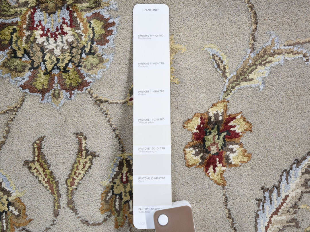 6'0" x 9'3" New Hand Knotted Ivory Wool & Silk Rectangle Oriental Rug - MOA10259016