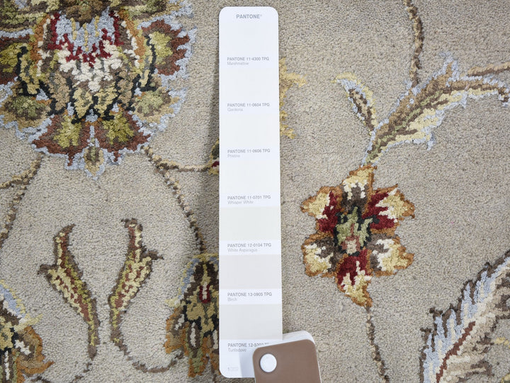 6'0" x 9'3" New Hand Knotted Ivory Wool & Silk Rectangle Oriental Rug - MOA10259016