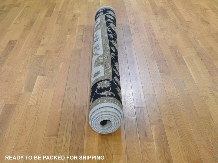 6'0" x 9'3" New Hand Knotted Ivory Wool & Silk Rectangle Oriental Rug - MOA10259016