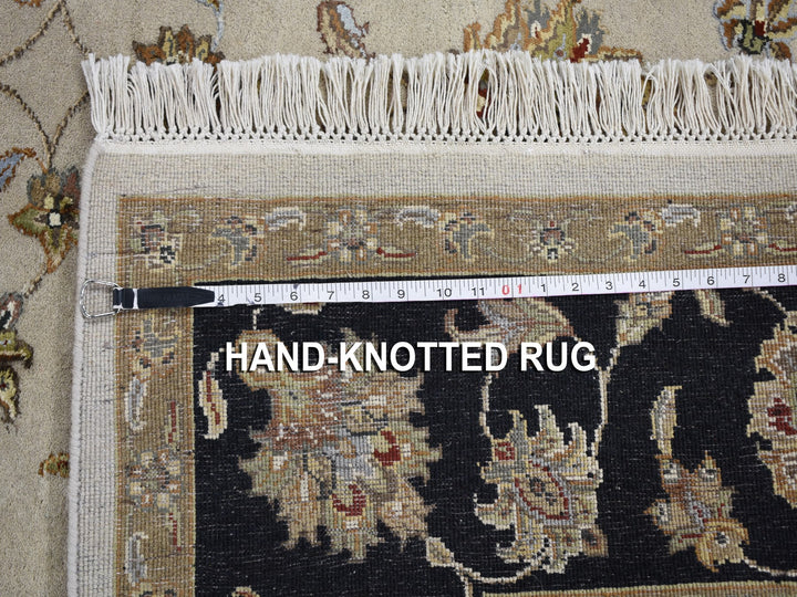6'0" x 9'3" New Hand Knotted Ivory Wool & Silk Rectangle Oriental Rug - MOA10259016