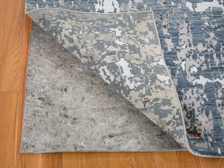 4'0" x 6'0" New Hand Knotted Blue Wool & Silk Rectangle Oriental Rug - MOA10259082