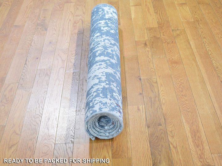 4'0" x 6'0" New Hand Knotted Blue Wool & Silk Rectangle Oriental Rug - MOA10259082