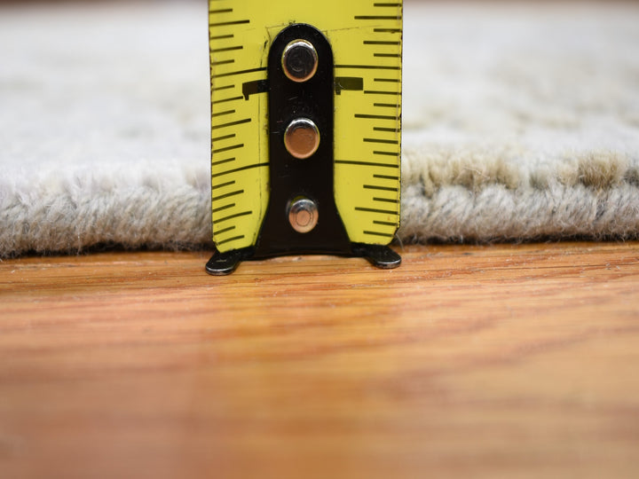 2'6" x 12'4" New Hand Knotted Grey Wool & Silk Runner Oriental Rug - MOA10259113