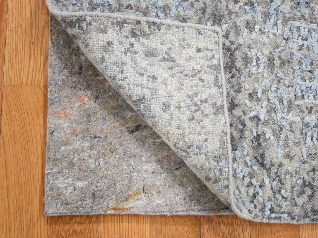 2'0" x 3'0" New Hand Knotted Grey Wool & Silk Rectangle Oriental Rug - MOA10259130