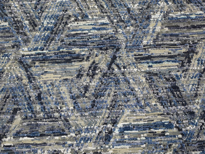 8'9" x 12'3" New Hand Knotted Blue Wool & Silk Rectangle Oriental Rug - MOA10259140