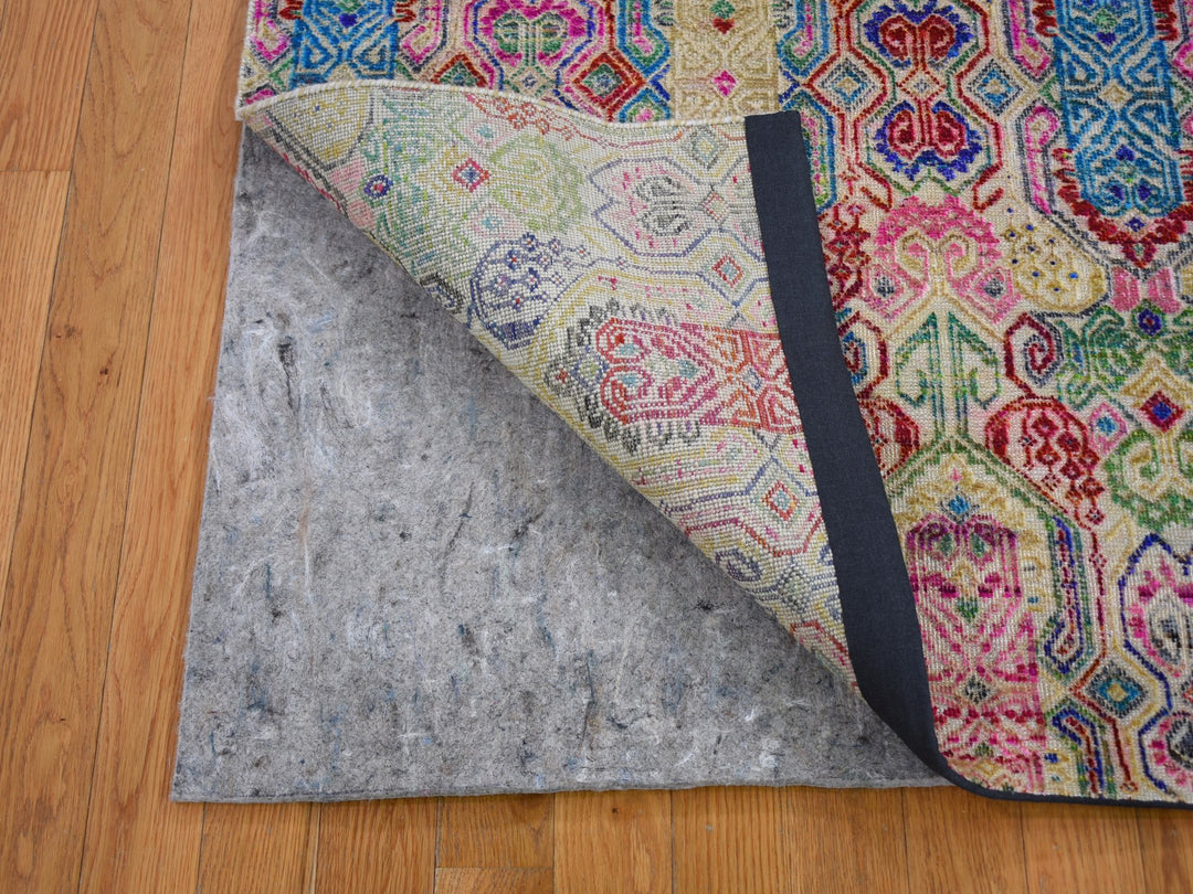 5'0" x 6'10" New Hand Knotted Yellow Wool & Silk Rectangle Oriental Rug - MOA10259152