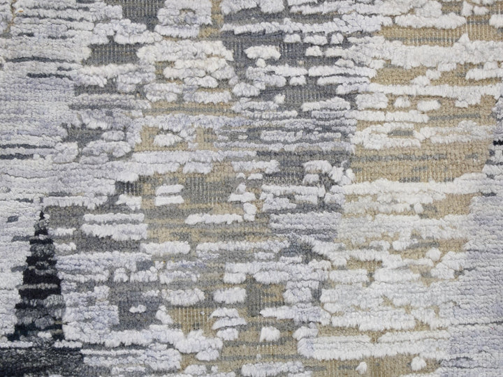 10'0" x 14'0" New Hand Knotted Grey Wool & Silk Rectangle Oriental Rug - MOA10259153