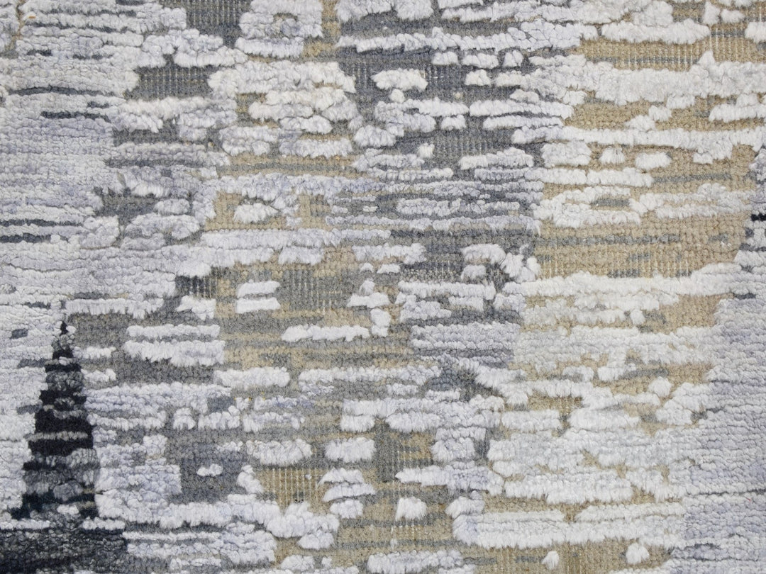 10'0" x 14'0" New Hand Knotted Grey Wool & Silk Rectangle Oriental Rug - MOA10259153