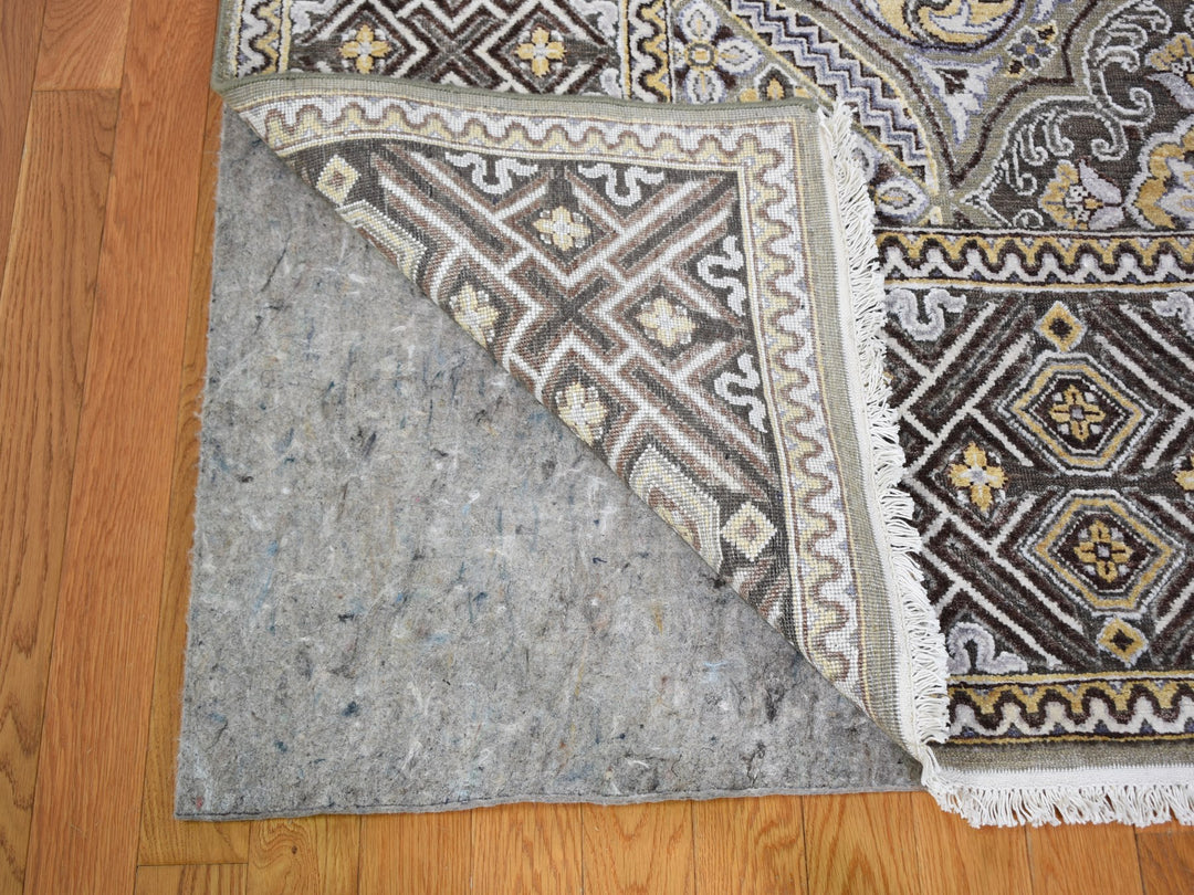 12'0" x 15'5" New Hand Knotted Ivory Wool & Silk Rectangle Oriental Rug - MOA10259154