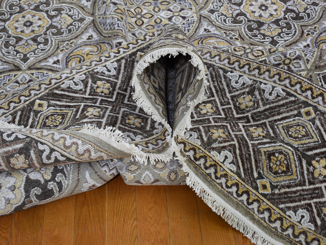 12'0" x 15'5" New Hand Knotted Ivory Wool & Silk Rectangle Oriental Rug - MOA10259154