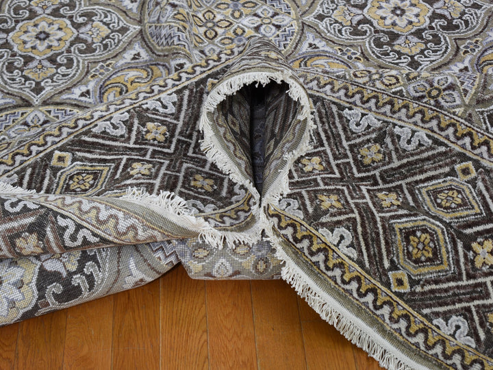 12'0" x 15'5" New Hand Knotted Ivory Wool & Silk Rectangle Oriental Rug - MOA10259154