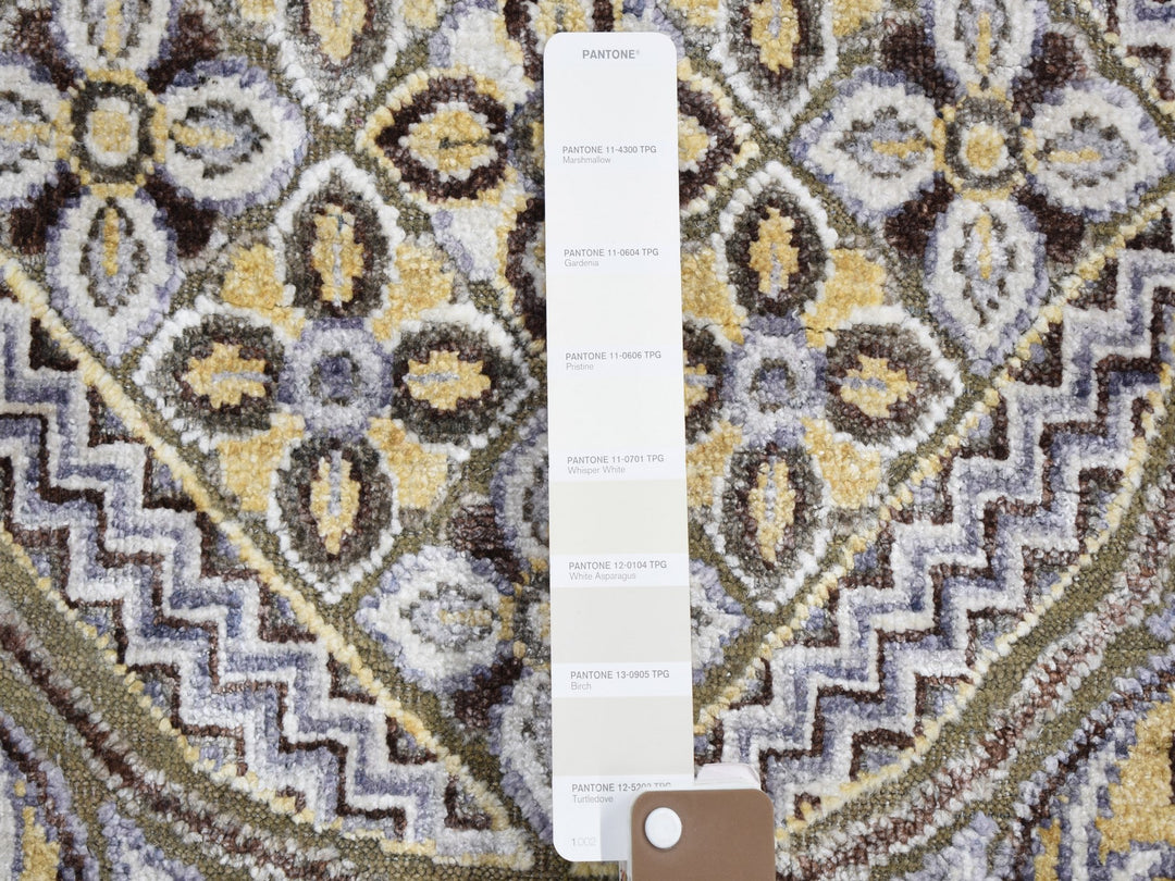 12'0" x 15'5" New Hand Knotted Ivory Wool & Silk Rectangle Oriental Rug - MOA10259154