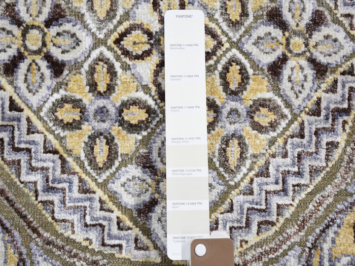 12'0" x 15'5" New Hand Knotted Ivory Wool & Silk Rectangle Oriental Rug - MOA10259154