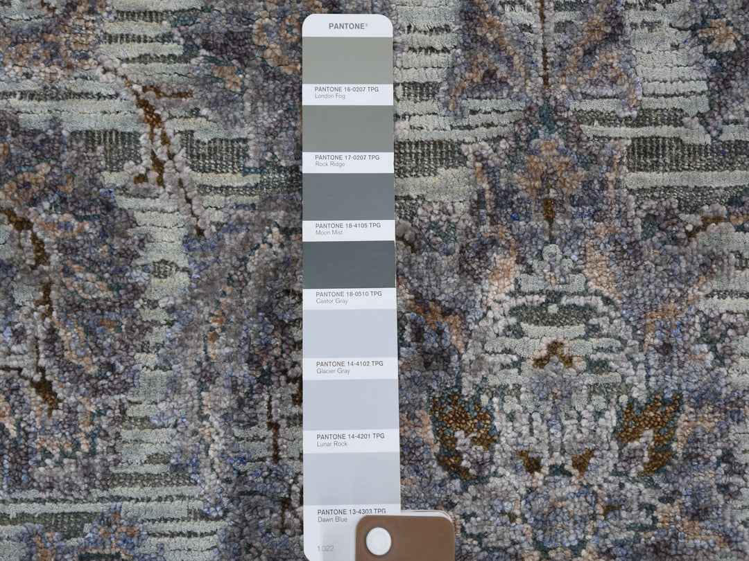 3'0" x 5'2" New Hand Knotted Green Wool & Silk Rectangle Oriental Rug - MOA10259163