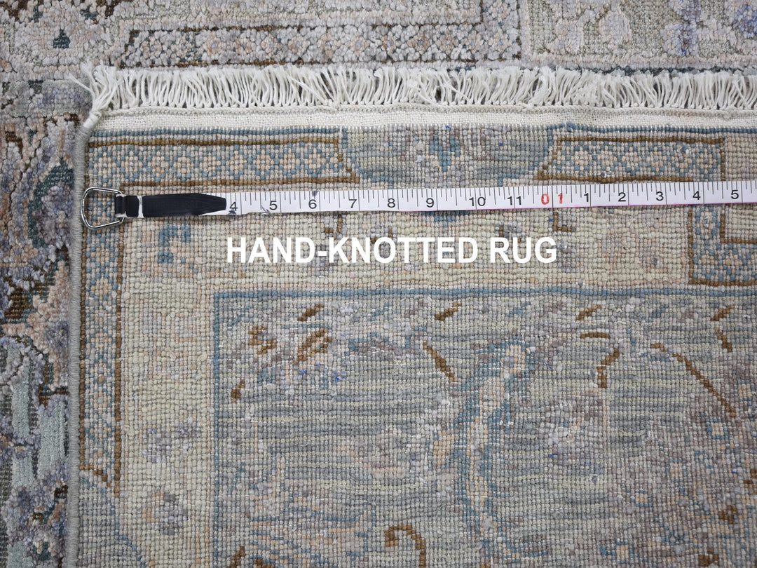 3'0" x 5'2" New Hand Knotted Green Wool & Silk Rectangle Oriental Rug - MOA10259163