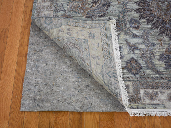 6'0" x 9'1" New Hand Knotted Green Wool & Silk Rectangle Oriental Rug - MOA10259164