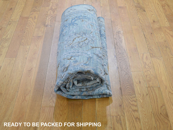 6'0" x 9'1" New Hand Knotted Green Wool & Silk Rectangle Oriental Rug - MOA10259164