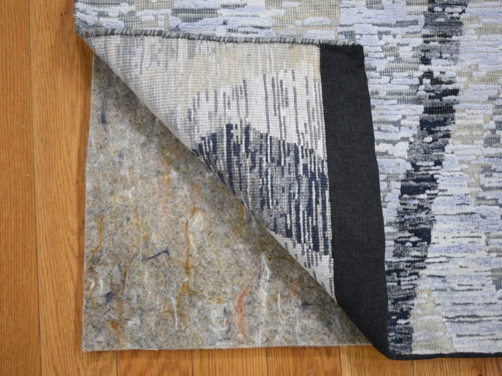 2'0" x 3'0" New Hand Knotted Grey Wool & Silk Rectangle Oriental Rug - MOA10259165