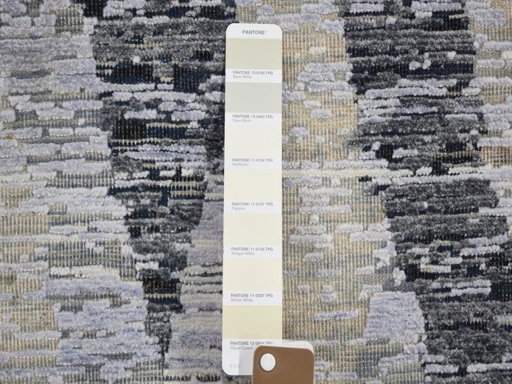 2'0" x 3'0" New Hand Knotted Grey Wool & Silk Rectangle Oriental Rug - MOA10259165