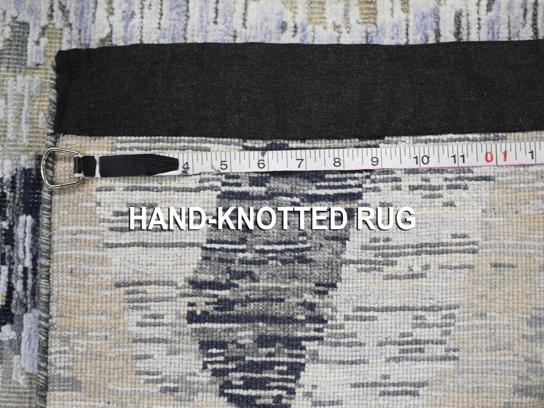 2'0" x 3'0" New Hand Knotted Grey Wool & Silk Rectangle Oriental Rug - MOA10259165