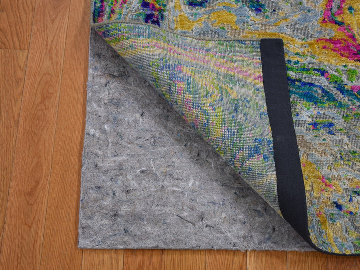 3'0" x 5'0" New Hand Knotted Yellow Wool & Sari Silk Rectangle Oriental Rug - MOA10259167