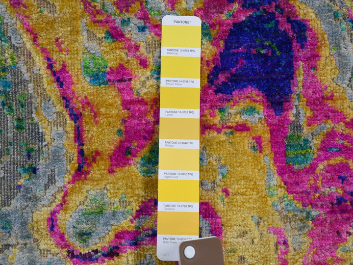 3'0" x 5'0" New Hand Knotted Yellow Wool & Sari Silk Rectangle Oriental Rug - MOA10259167