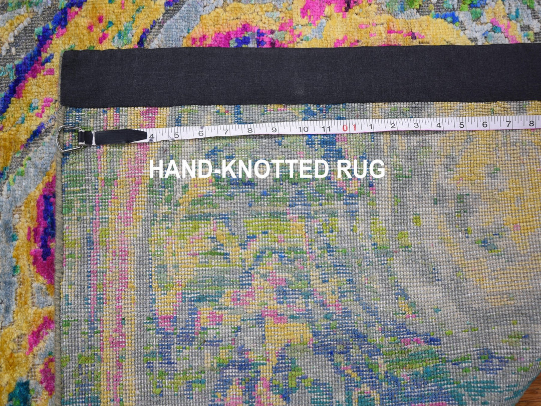 3'0" x 5'0" New Hand Knotted Yellow Wool & Sari Silk Rectangle Oriental Rug - MOA10259167