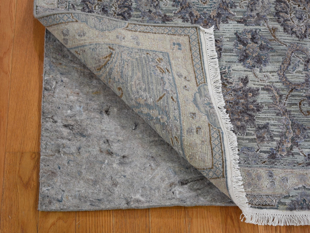 3'1" x 5'0" New Hand Knotted Green Wool & Silk Rectangle Oriental Rug - MOA10259169