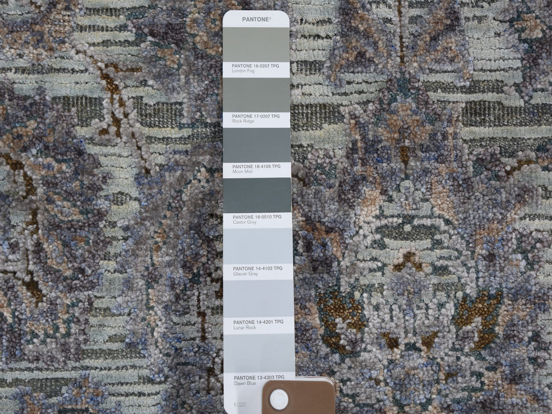 3'1" x 5'0" New Hand Knotted Green Wool & Silk Rectangle Oriental Rug - MOA10259169