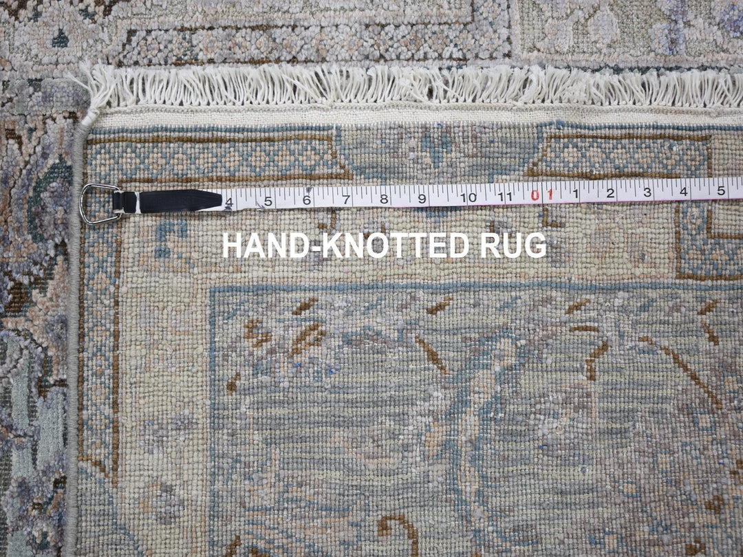 3'1" x 5'0" New Hand Knotted Green Wool & Silk Rectangle Oriental Rug - MOA10259169