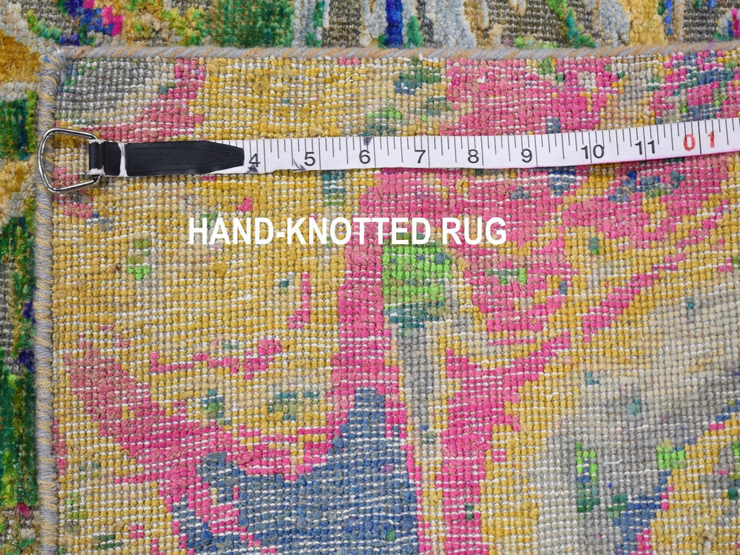 2'0" x 3'0" New Hand Knotted Grey Wool & Sari Silk Rectangle Oriental Rug - MOA10259170